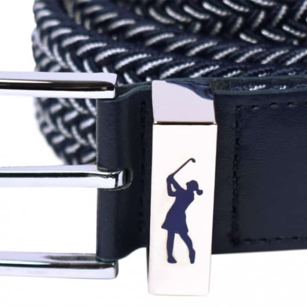 Surprizeshop navy & white woven golf belt new buckle - Afbeelding 2