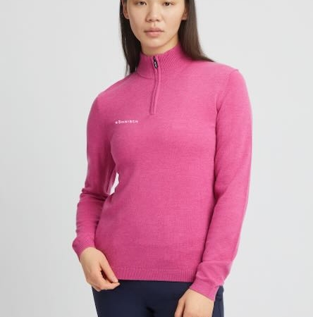 Röhnisch Kora knitted half zip carmine rose