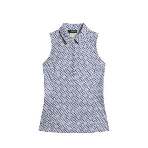J. Lindeberg Dena mouwloze golf polo tour geo moonbeam print