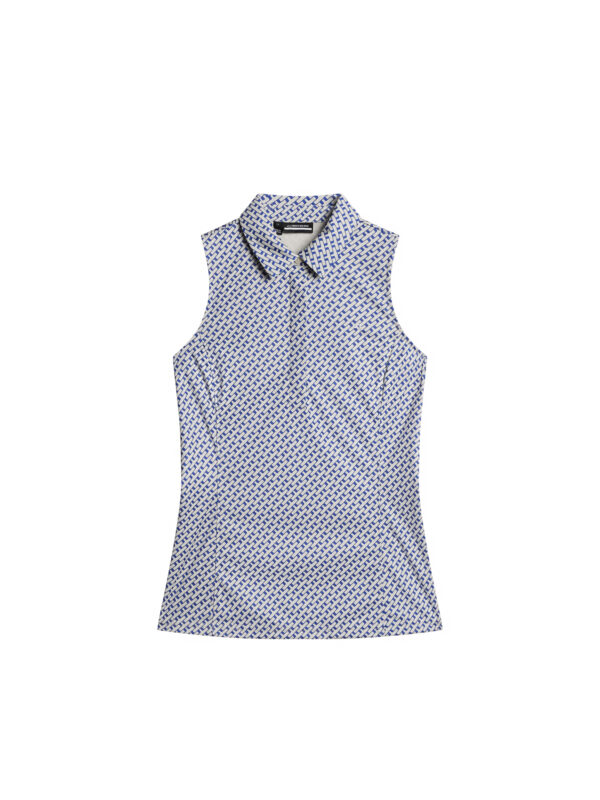 J. Lindeberg Dena mouwloze golf polo tour geo moonbeam print