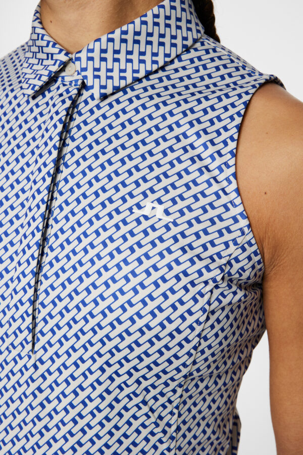 J. Lindeberg Dena mouwloze golf polo tour geo moonbeam print - Afbeelding 2