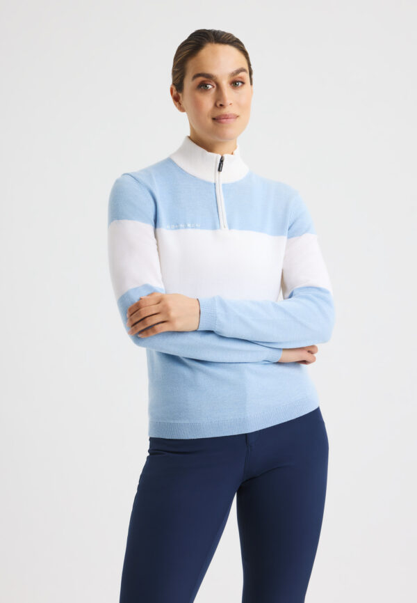 Röhnisch Kora Knittel Half zip sweater dove blue