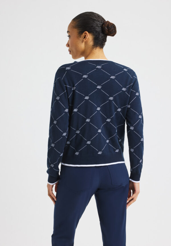 Röhnisch logo cardigan navy white