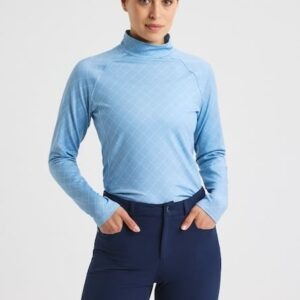 Röhnisch warm high collar top dove blue