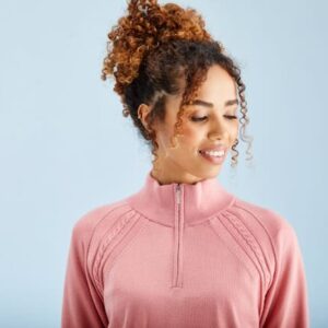 Ping Melodie ladies half zip lined sweater muted pink