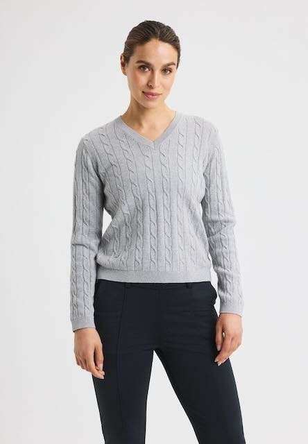 Röhnisch gebreide wol mix golf sweater grey melange