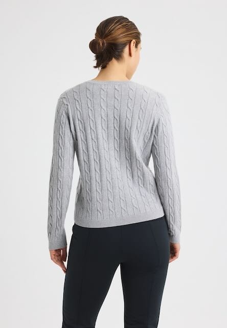 Röhnisch gebreide wol mix golf sweater grey melange - Afbeelding 3