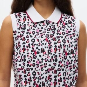 Rohnisch Deni mouwloze dames golf polo Leopard pink beet