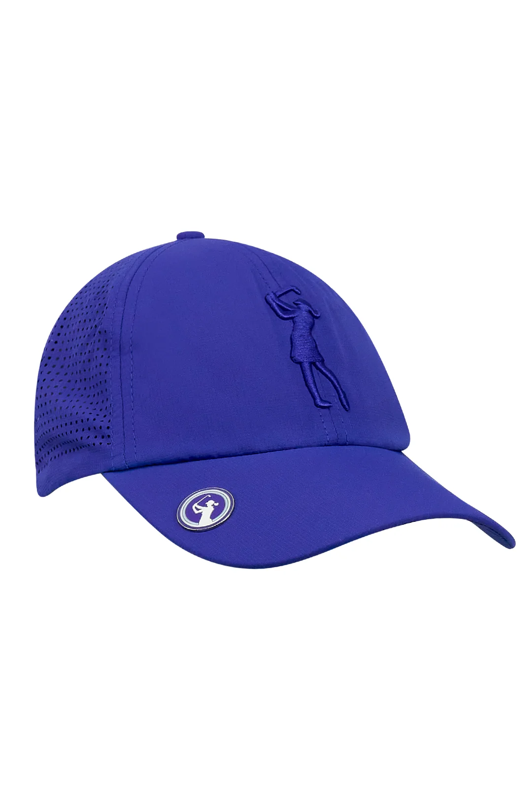 Lady golfer cap met marker blue