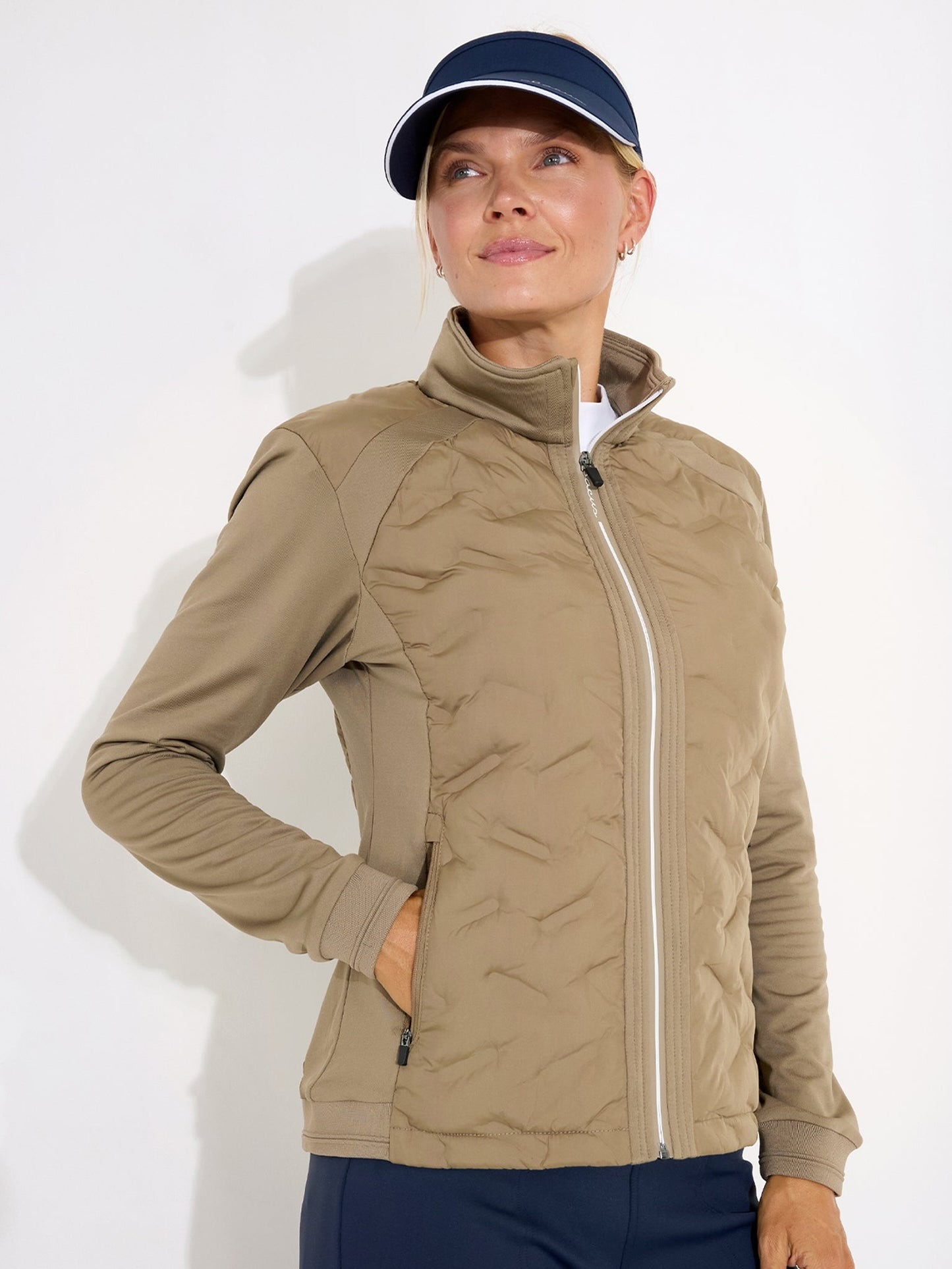 Abacus Portrush Hybrid Golfjas Dames Taupe – Winddicht & Warm