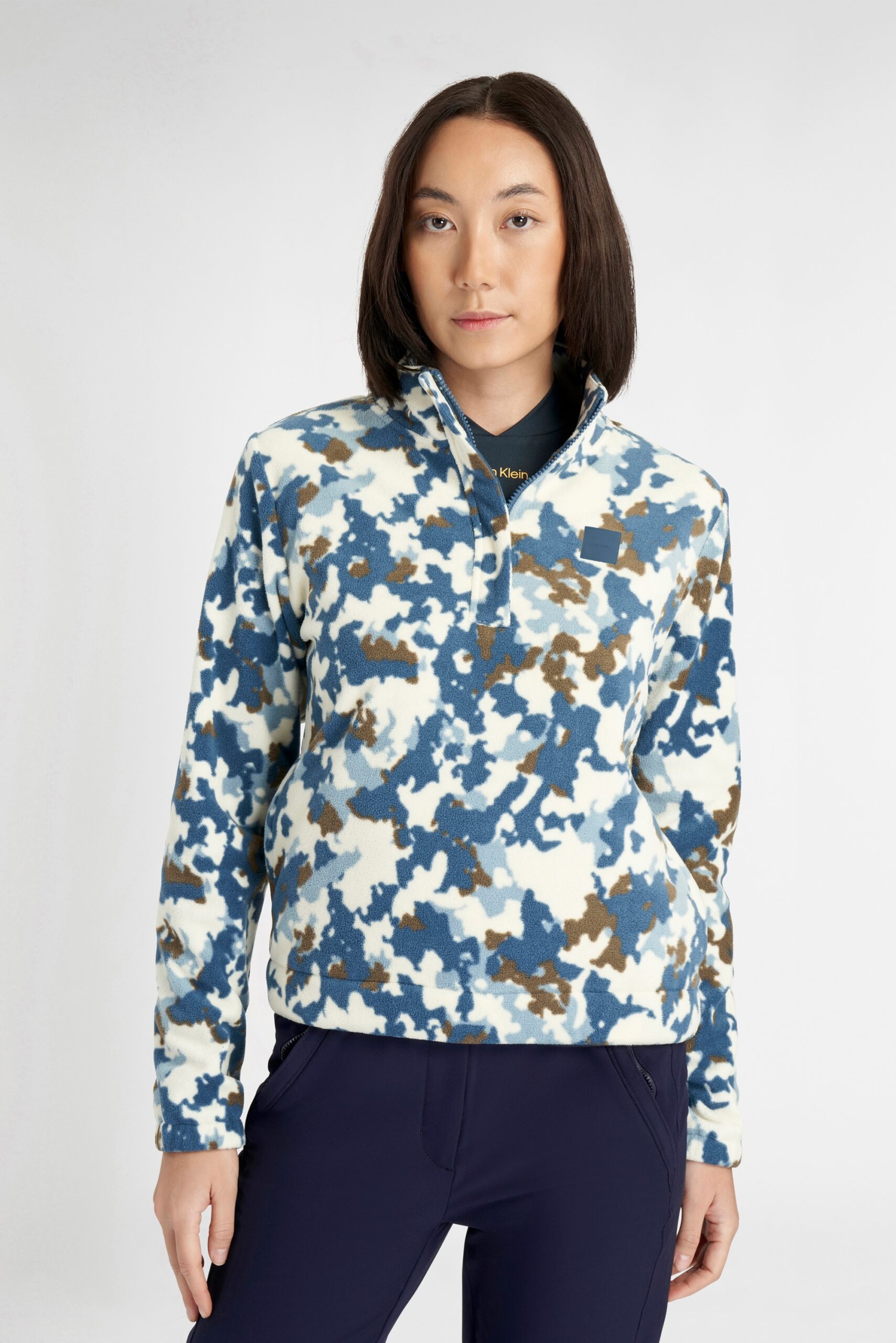 Calvin Klein Celyn Blur Print 1/2 Zip Fleece Dames – Warme Golf Midlayer