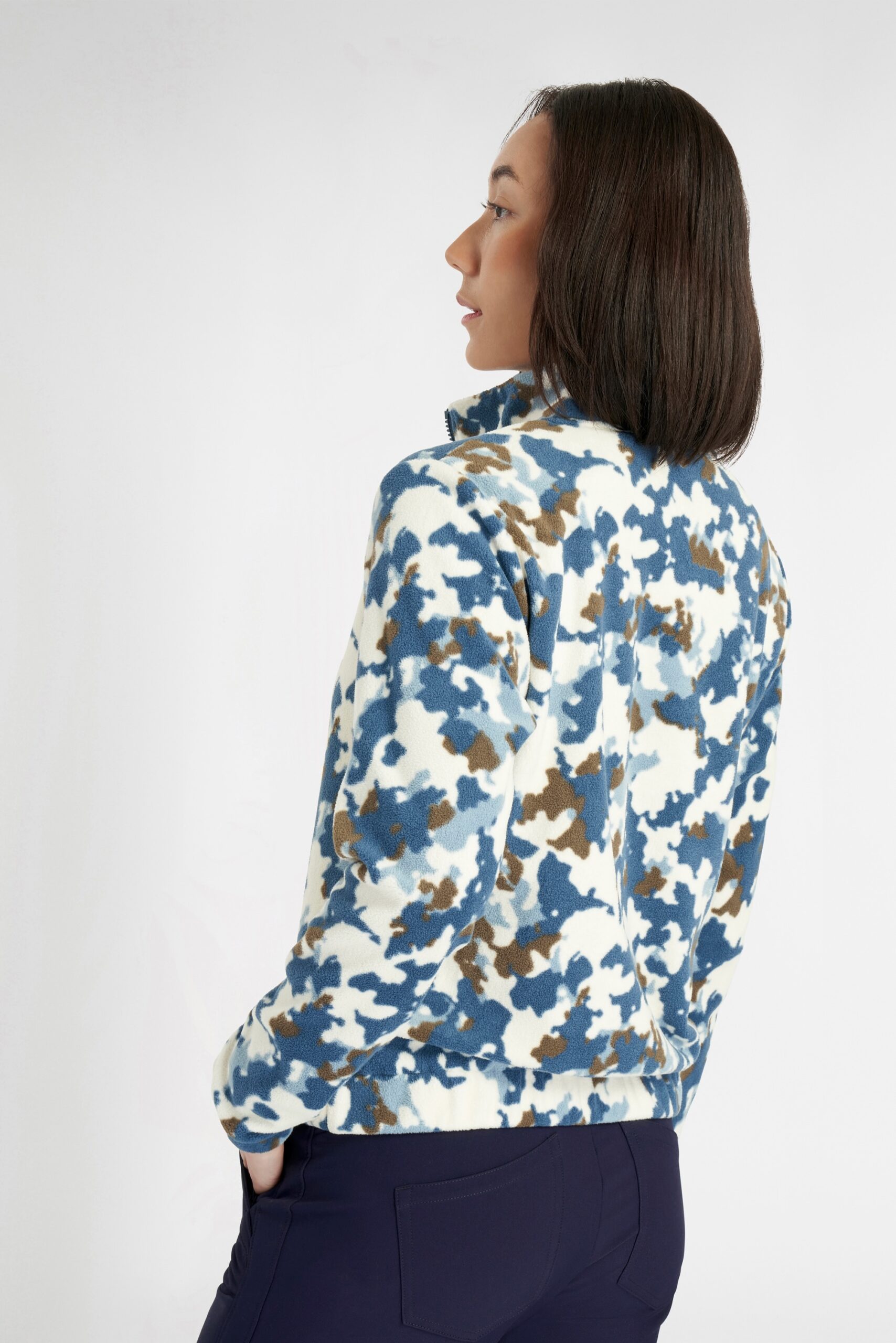 Calvin Klein Celyn Blur Print 1/2 Zip Fleece Dames – Warme Golf Midlayer