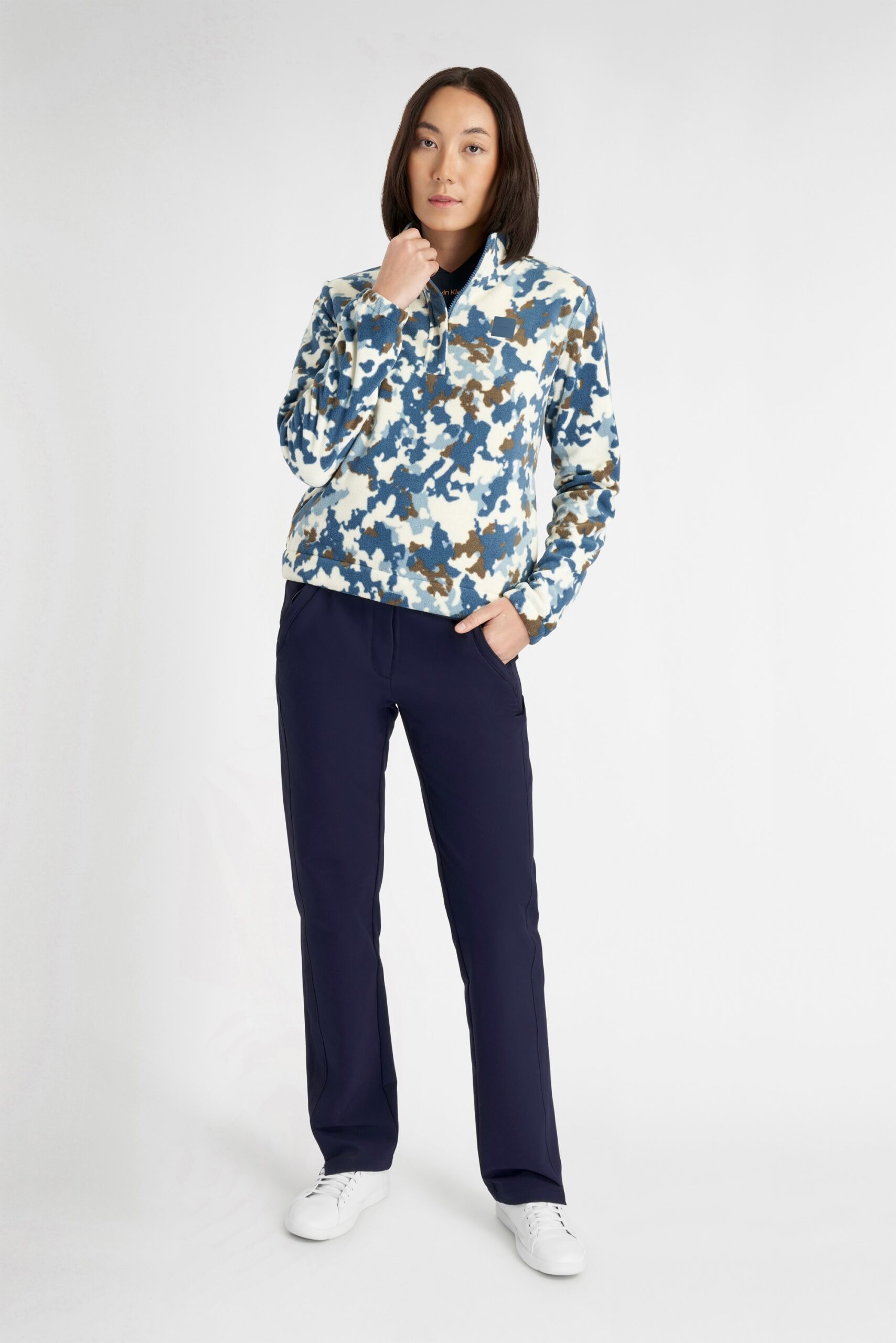 Calvin Klein Celyn Blur Print 1/2 Zip Fleece Dames – Warme Golf Midlayer - Afbeelding 7