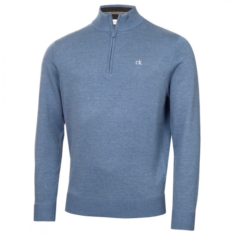 Calvin Klein Avenue Sweater Heren Denim – Golf Pullover met Half-Zip - Afbeelding 4
