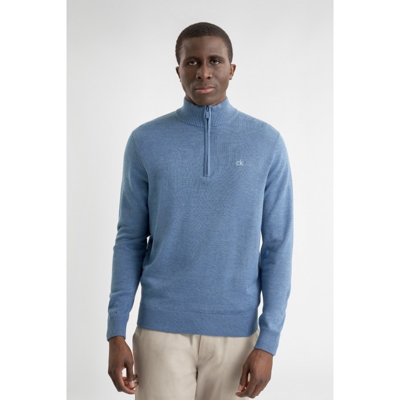 Calvin Klein Avenue Sweater Heren Denim – Golf Pullover met Half-Zip