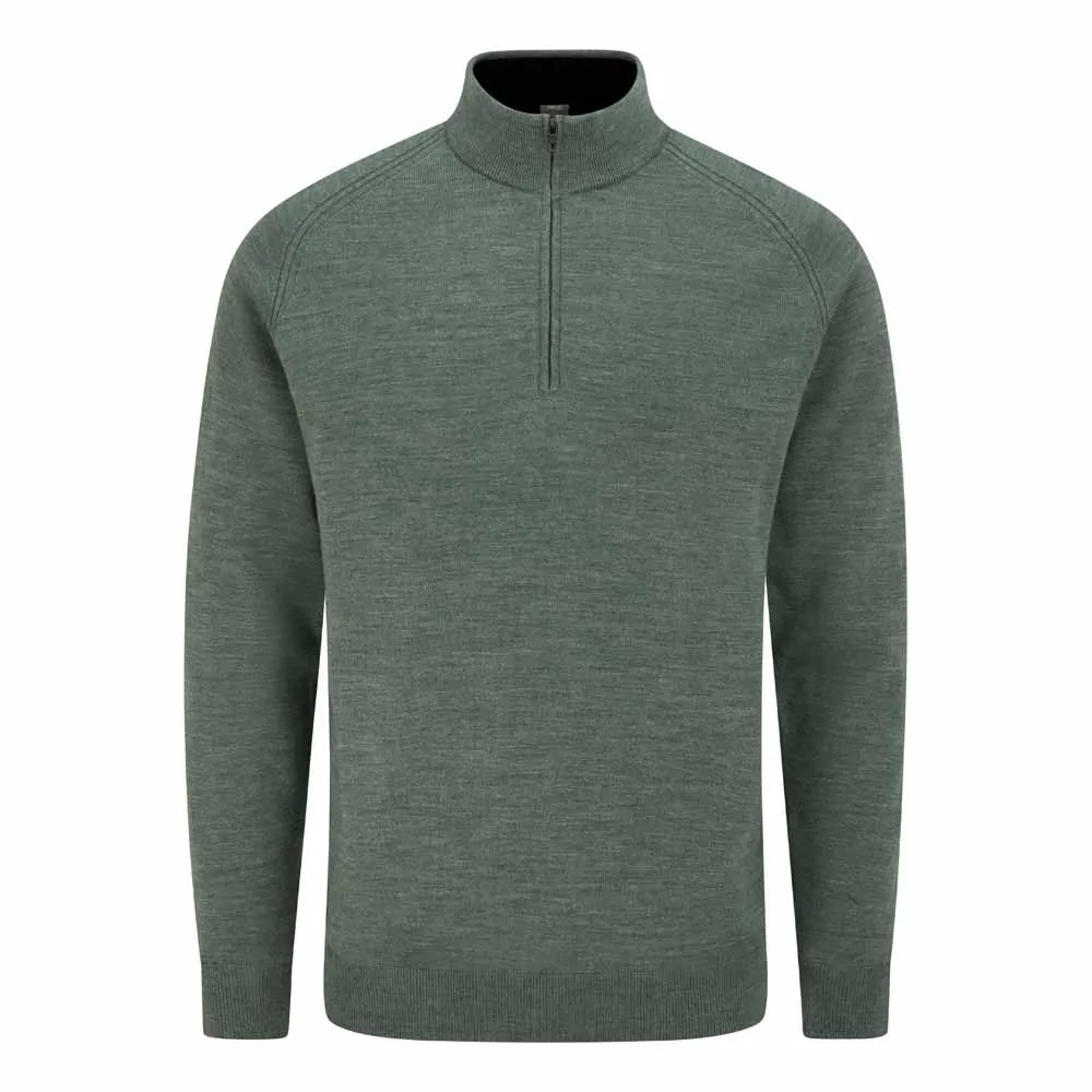 PING Hugh Lined Quarter Zip Golftrui Heren Laurel Marl – Windwerend - Afbeelding 5