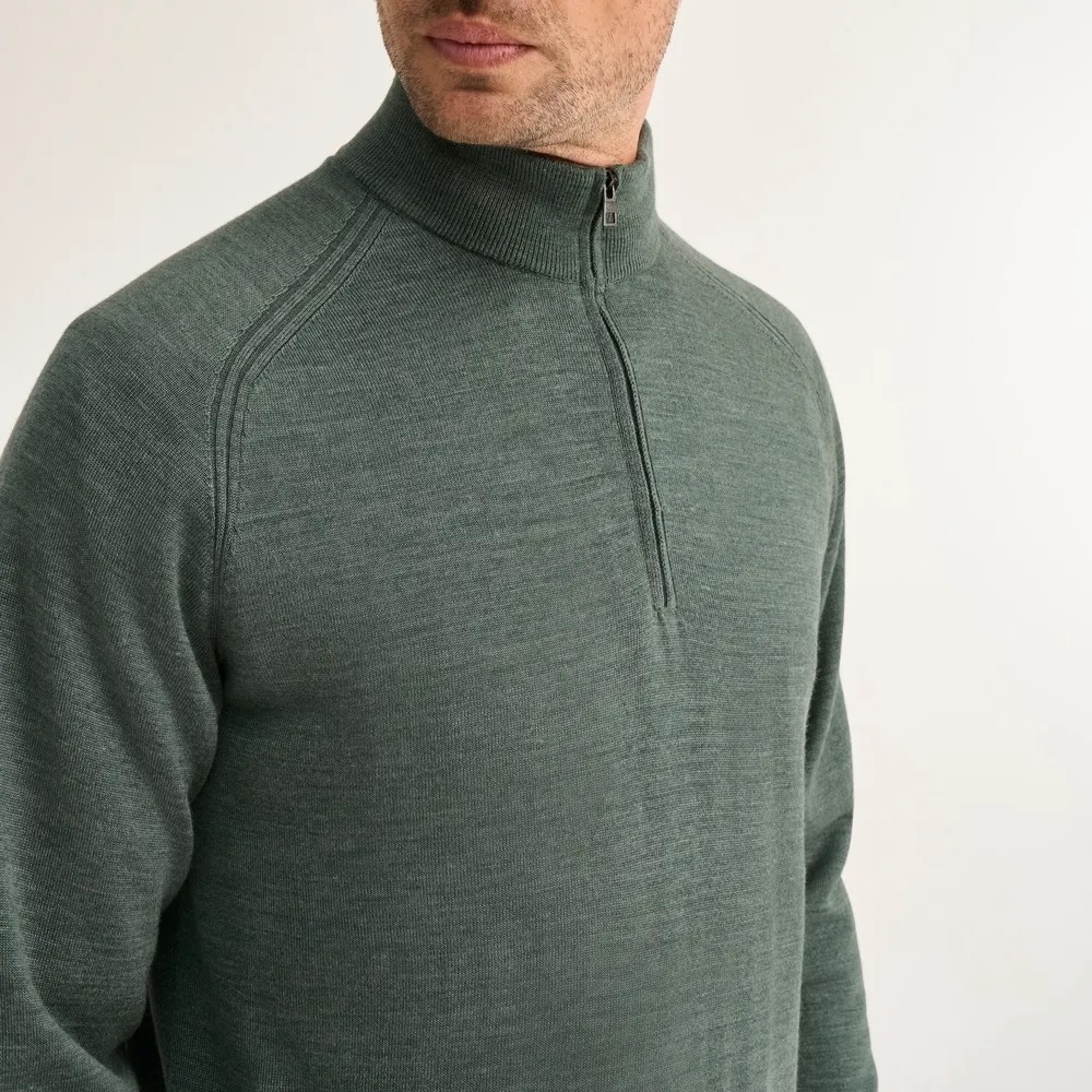 PING Hugh Lined Quarter Zip Golftrui Heren Laurel Marl – Windwerend