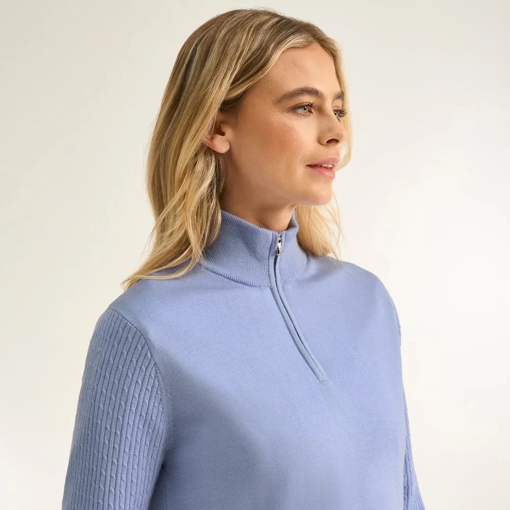 PING Pamela Lined Quarter Zip Golftrui Dames Viola – Merinowol - Afbeelding 2