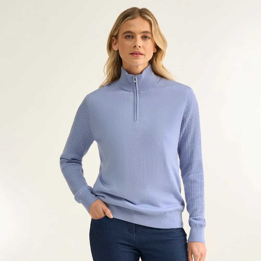PING Pamela Lined Quarter Zip Golftrui Dames Viola – Merinowol